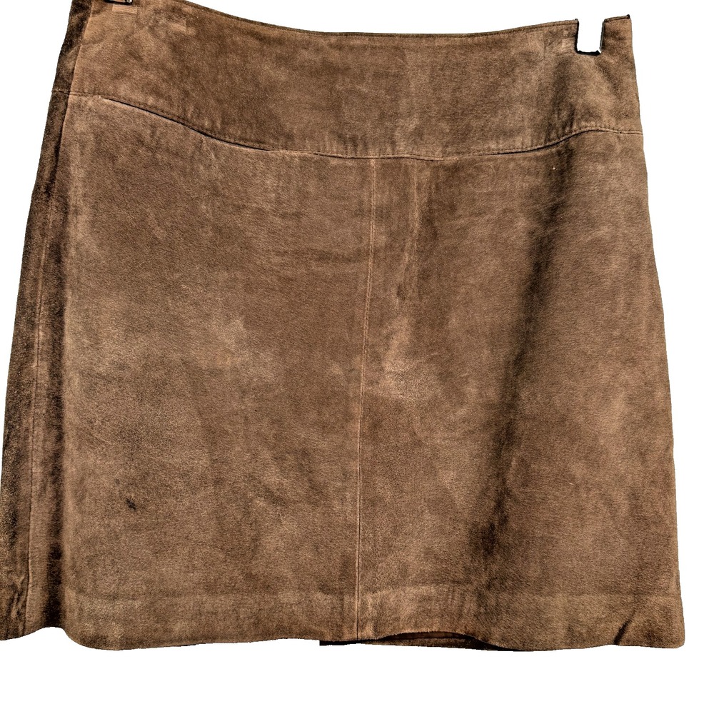 Y2K Mossimo Suede Mini Skirt Size 0 Chocolate‎ Brown A Line Lined - Picture 3 of 5